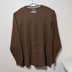 Old Navy Mens XL Brown Long Sleeve Crewneck T-Shirt 100% Cotton Solid Basic